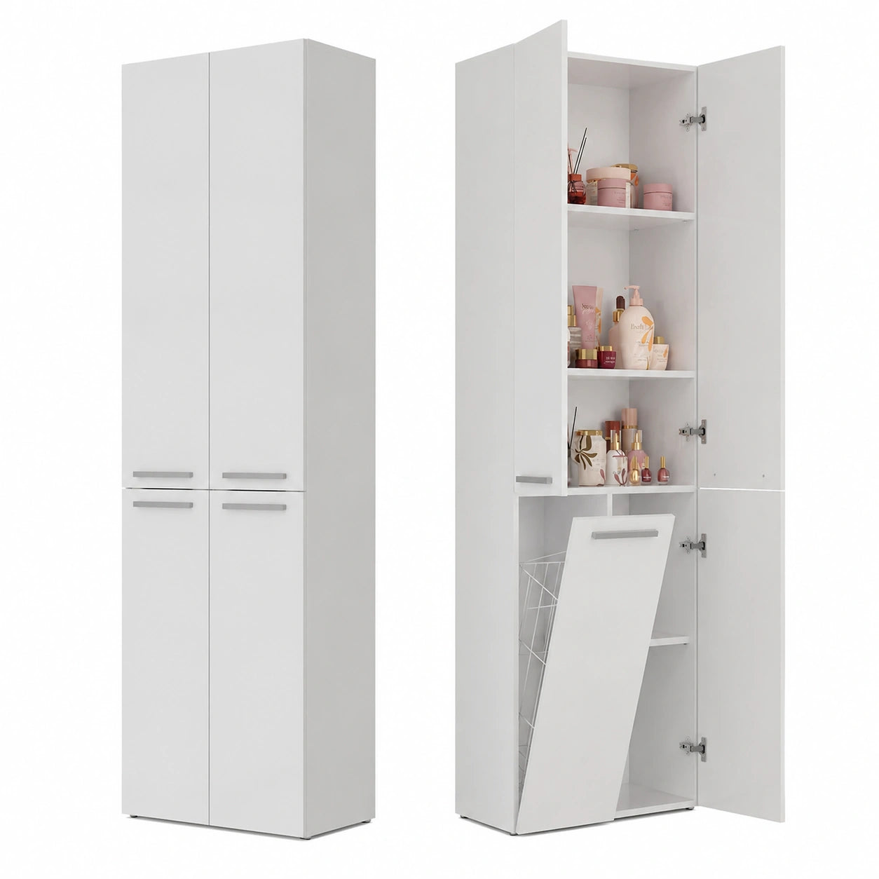 Armoire, réglable, avec rangement, avec portes, coloris blanc, 60 x 30 x 174 cm, pour la chambre